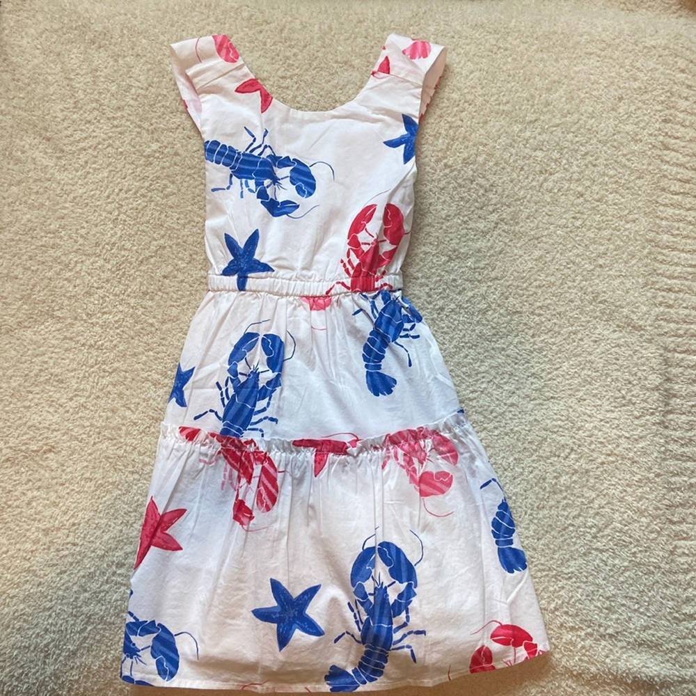 J. Crew Factory Kids Dress with Blue and Red Lobster Print